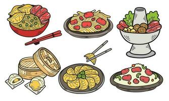 Hand gezeichnet Chinesisch Essen Sammlung im eben Stil Illustration zum Geschäft Ideen vektor