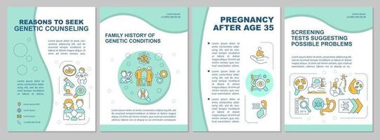 Gründe für die Suche nach genetischen Beratung Broschüre Vorlage vektor