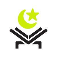 quran ikon fast svart grön Färg ramadan symbol illustration perfekt. vektor