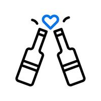 Wein Liebe Symbol duocolor Blau schwarz Stil Valentinstag Illustration Symbol perfekt. vektor