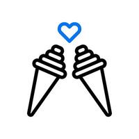 Eis Sahne Liebe Symbol duocolor Blau schwarz Stil Valentinstag Illustration Symbol perfekt. vektor