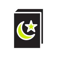 quran ikon fast svart grön Färg ramadan symbol illustration perfekt. vektor