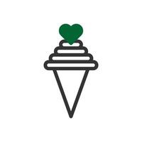 Eis Sahne Liebe Symbol Duotone Grün schwarz Stil Valentinstag Illustration Symbol perfekt. vektor