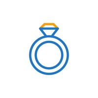 Ring Liebe Symbol duocolor Blau Orange Stil Valentinstag Illustration Symbol perfekt. vektor