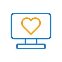 Fernseher Liebe Symbol duocolor Blau Orange Stil Valentinstag Illustration Symbol perfekt. vektor