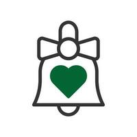 klocka kärlek ikon duotone grön svart stil valentine illustration symbol perfekt. vektor