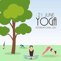 yoga internationell dag 21 juni bakgrund vektor