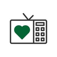 TV kärlek ikon duotone grå grön stil valentine illustration symbol perfekt. vektor