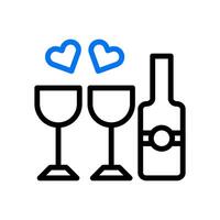 Wein Liebe Symbol duocolor Blau schwarz Stil Valentinstag Illustration Symbol perfekt. vektor