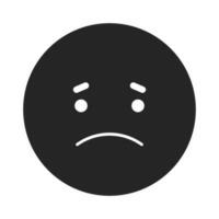 mörk läge ledsen uttryckssymbol platt svartvit isolerat vektor ikon. emoji uttrycker besvikelse. redigerbar svart och vit linje konst teckning. enkel översikt fläck illustration för webb grafisk design