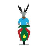 hipster rådjur på en moped. djur- hipster karaktär resa på motorcykel, vektor illustration