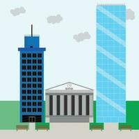 finansiell företag distrikt. kontor byggnad stadsbild och skyskrapa. vektor illustration