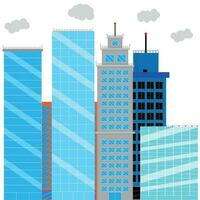 Geschäft Kreis mit Glas Wolkenkratzer. finanziell Kreis und Büro Gebäude, Stadtbild Wolkenkratzer Straße. Vektor Illustration