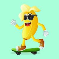 süß Banane Charakter Skateboarding vektor