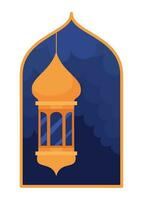golden islamisch Laterne auf Fenster Über Weiß vektor