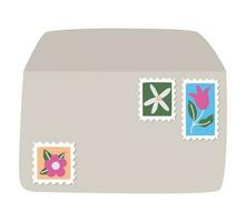 farbig Briefumschlag Bild mit Briefmarken vektor