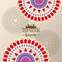 Eid Mubarak Karte mit Schriftzug und Mandalas Rahmen vektor