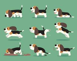 tecknad serie beagle valpar i olika poserar. vektor