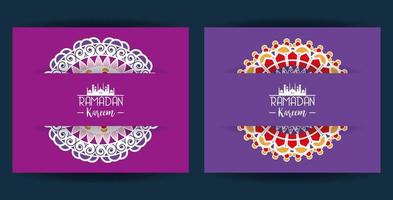 eid mubarak kort med bokstäver och mandalas ram vektor