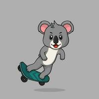 Vektor süß Baby Koala Karikatur spielen Skateboard Symbol eben Illustration.