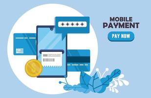 betalning online-teknik med smartphone och kreditkort vektor