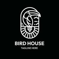 fågel hus toucan linje konst översikt logotyp vektor