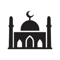 islamic moské vektor design illustration, masjid vektor svart Färg ikon