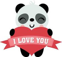 süß Panda halten ein Herz ich Liebe Sie Banner vektor