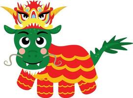 söt kinesisk zodiaken drake bär drake kostym vektor