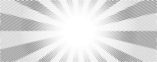 sonnenstrahlen halbtonhintergrund. weißes und graues radiales abstraktes komisches Muster. Vektor Explosion abstrakte Linien Hintergrund