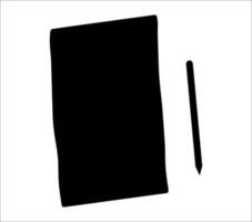 Papier und Bleistift Symbol Vektor Illustration, schwarz Farbe, Weiß Hintergrund.