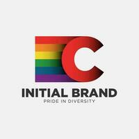Brief c Regenbogen Farbe Stolz Gemeinschaft und Unternehmen Initiale Vektor Logo Design