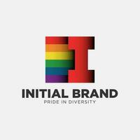 Brief ich Regenbogen Farbe Stolz Gemeinschaft und Unternehmen Initiale Vektor Logo Design
