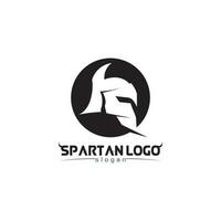 spartansk logotyp svart glaiator och vektor design hjälm och huvud svart