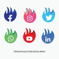 populär samling sociala medier moderna sociala medier ikoner samling vektor