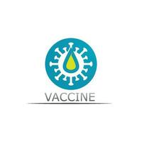 vaccinlogotyp medicinsk vektorvaccin mot antibiotikavaccinvirus, design och illustration för vård vektor