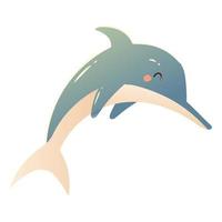 delfin tecknad djur ikon över vit bakgrund design vektor