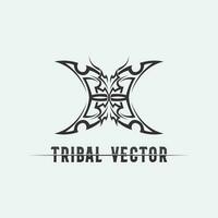 Stammes-, klassisches, schwarzes, ethnisches Tätowierungsikonenvektorillustrations-Designlogo vektor