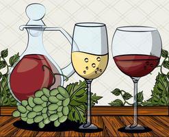vin kopp drink med druvor frukt vektor