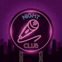 Mikrofon Nachtclub Neonlichter vektor