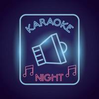 karaoke ord med högtalare kalligrafi neonljus vektor