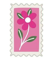 Blume Briefmarke Illustration Über Weiß vektor