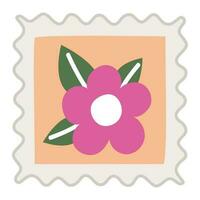 Blumen- Briefmarke Design Über Weiß vektor