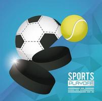 fotboll och tennis sport affisch med bollar vektor