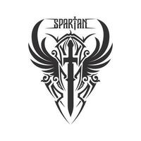 spartanisches und Gladiator-Helm-Logo-Symbol entwirft Vektor