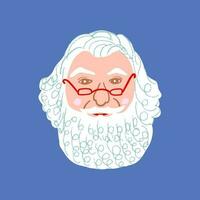 Santa claus Gesicht. Santa Kopf. alt nett weise Mann im Brille Vektor Illustration. Großvater. Weihnachten Jahreszeit.