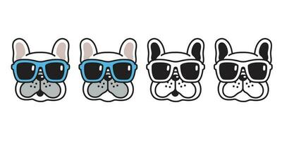 Hund Vektor Französisch Bulldogge Sonnenbrille Symbol Karikatur Charakter Hündchen Logo Illustration Weiß