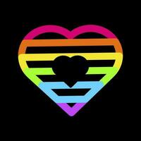 neon regnbåge dubbel- hjärta stolthet fest ikon vektor