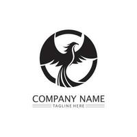 phoenix fågel symbol och logotyp design vektor illustration