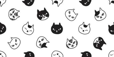 Katze nahtlos Muster Vektor Kätzchen Kattun Rasse Pfote Halloween Karikatur Schal isoliert Fliese Hintergrund wiederholen Hintergrund Illustration Gekritzel